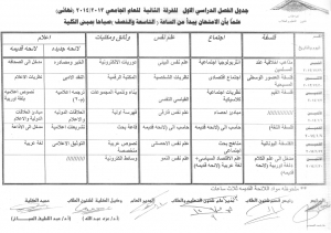 تابع جدول امتحانات الفرقة الثانية صباحى